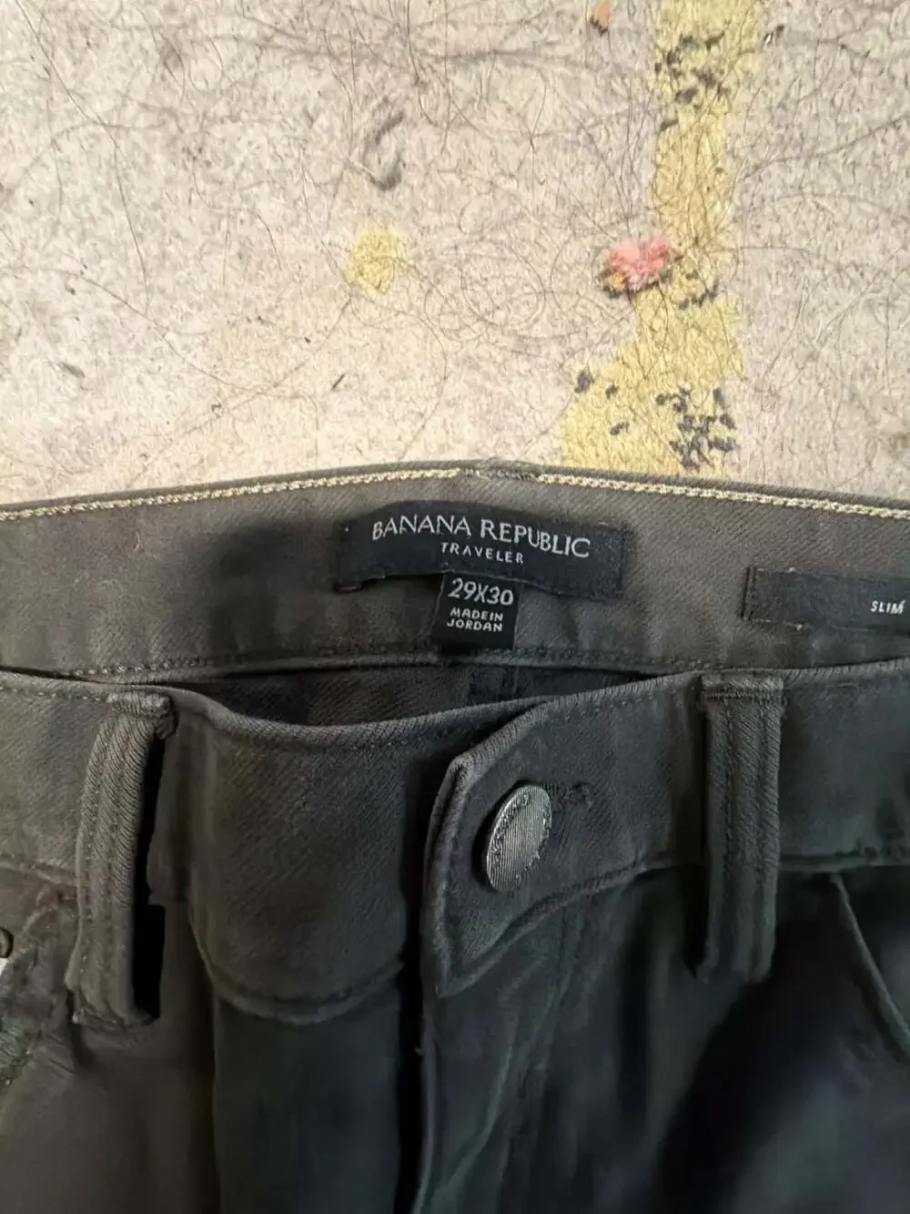 Banana Republic Traveler Slim Fit Five-Pocket Pants in Olive